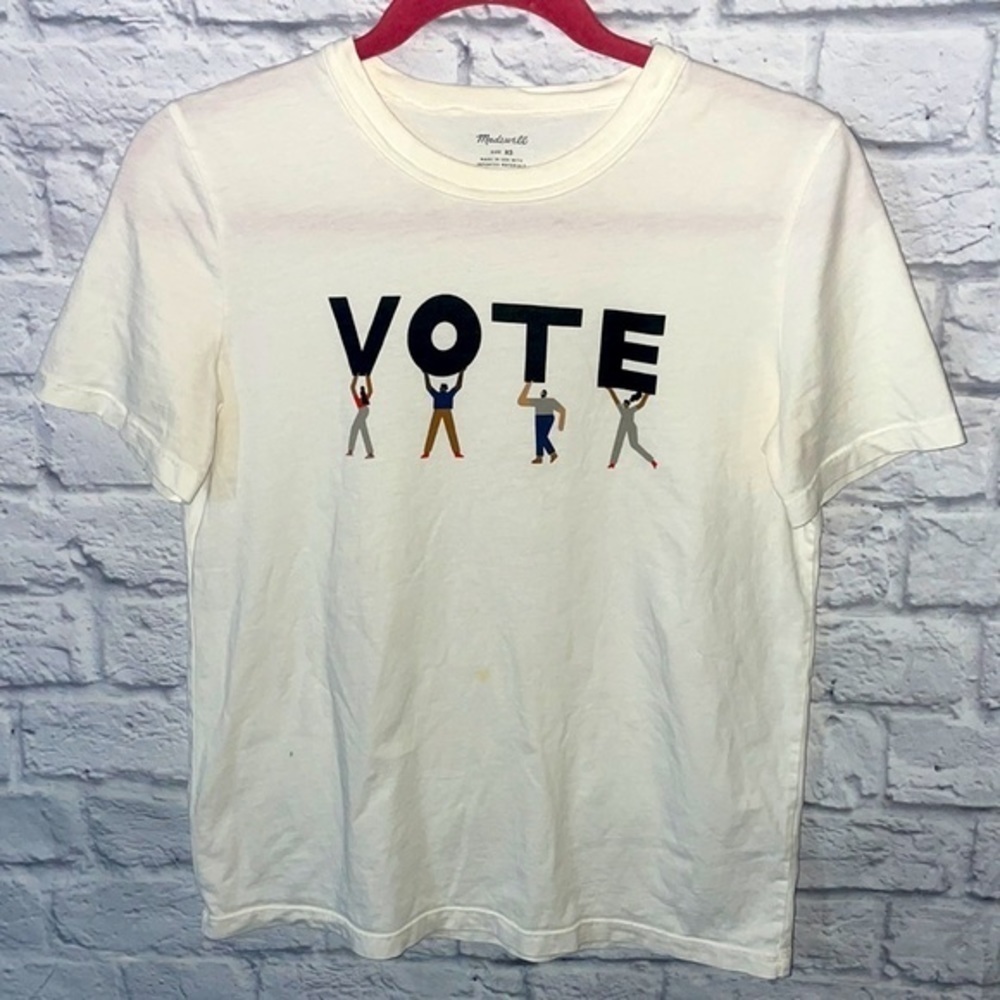 Madewell VOTE Political Democracy Campaigning Print Crew Neck Casual Tee Shirt - Picture 4 of 7